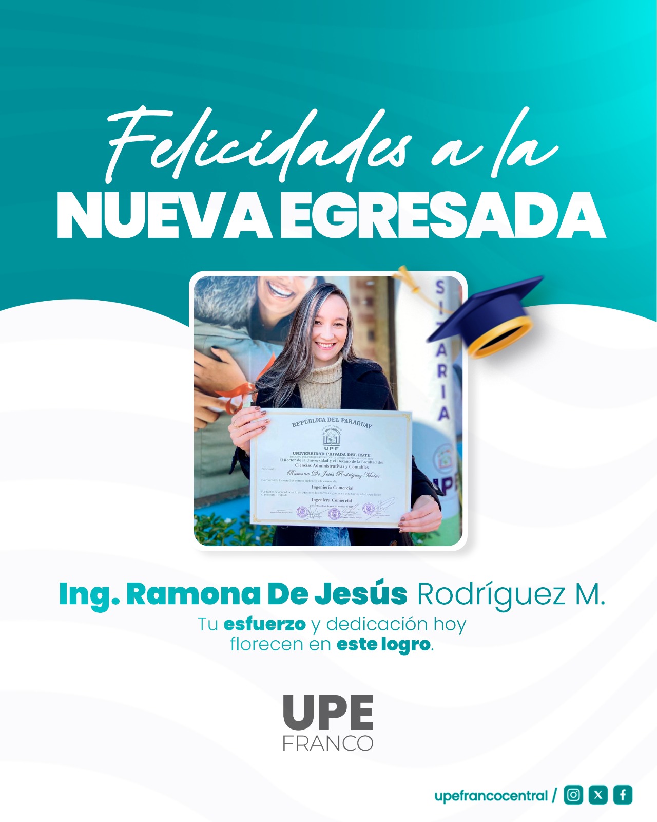 Orgullo UPE: Ramona De Jesús Rodríguez culmina su formación como Ingeniera Comercial