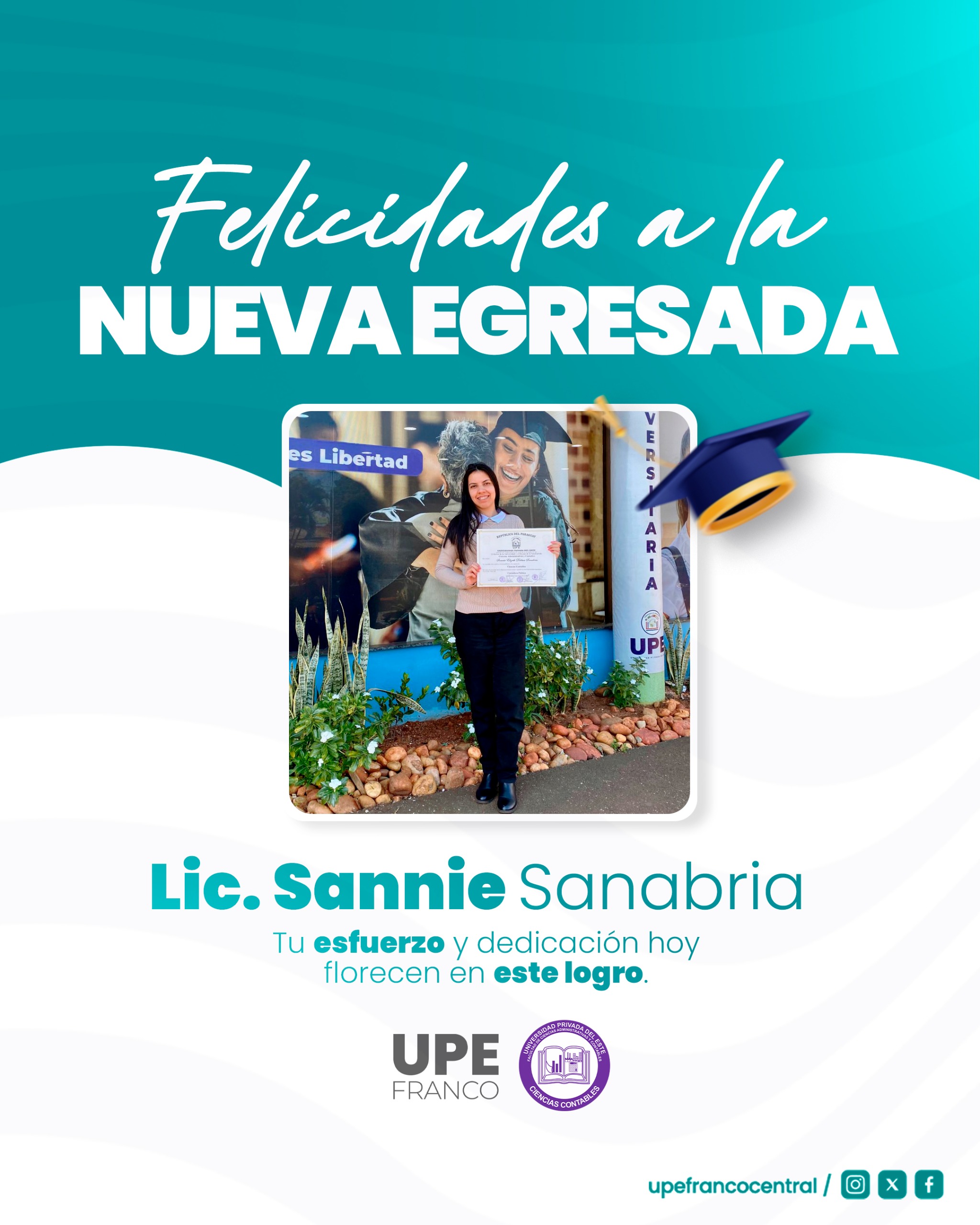 Orgullo UPE: Felicitamos a Sannie Elizeth Dielma Sanabria, Egresada de Ciencias Contables – Promoción 2024