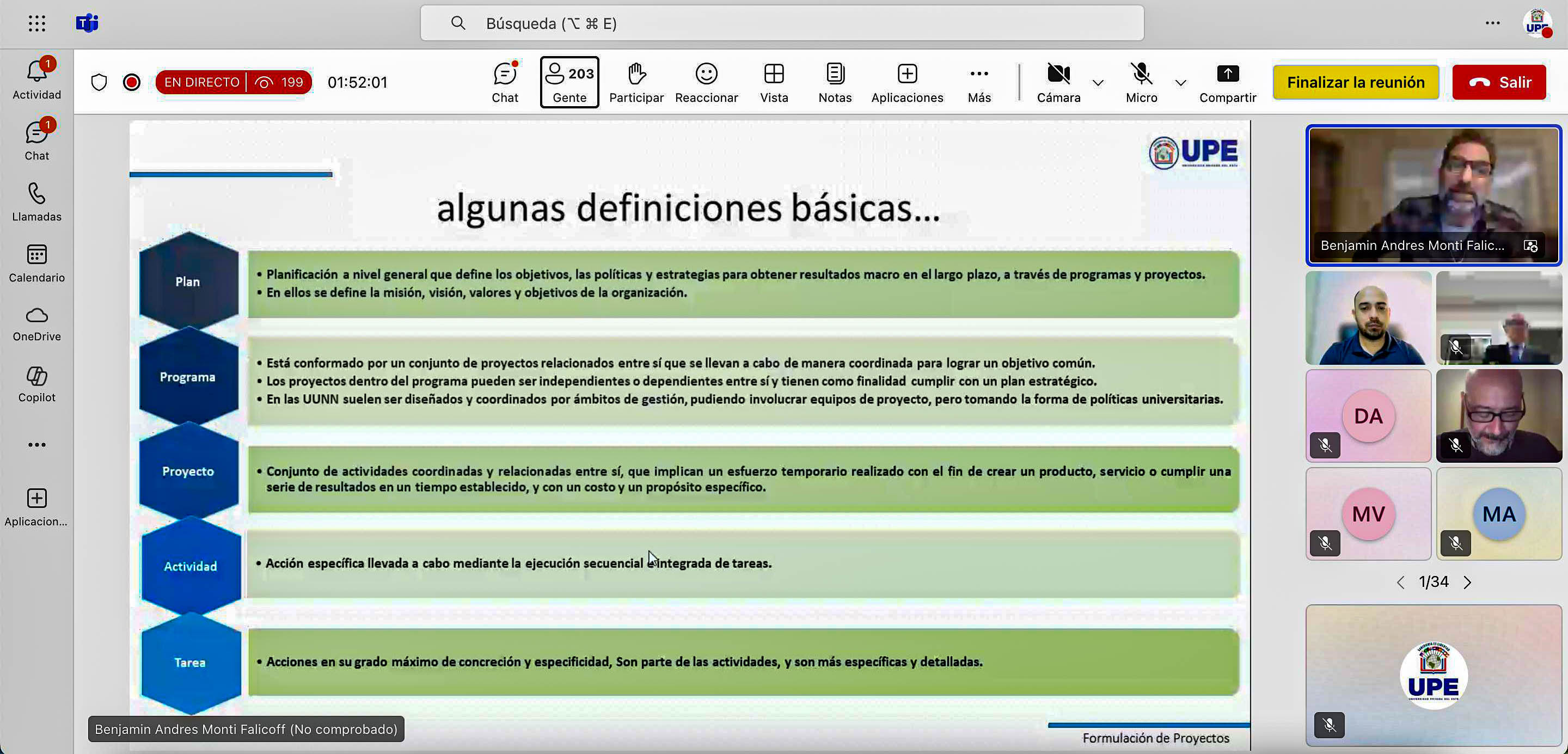 Diplomado en Extensión Universitaria: Primera clase del 3° Módulo