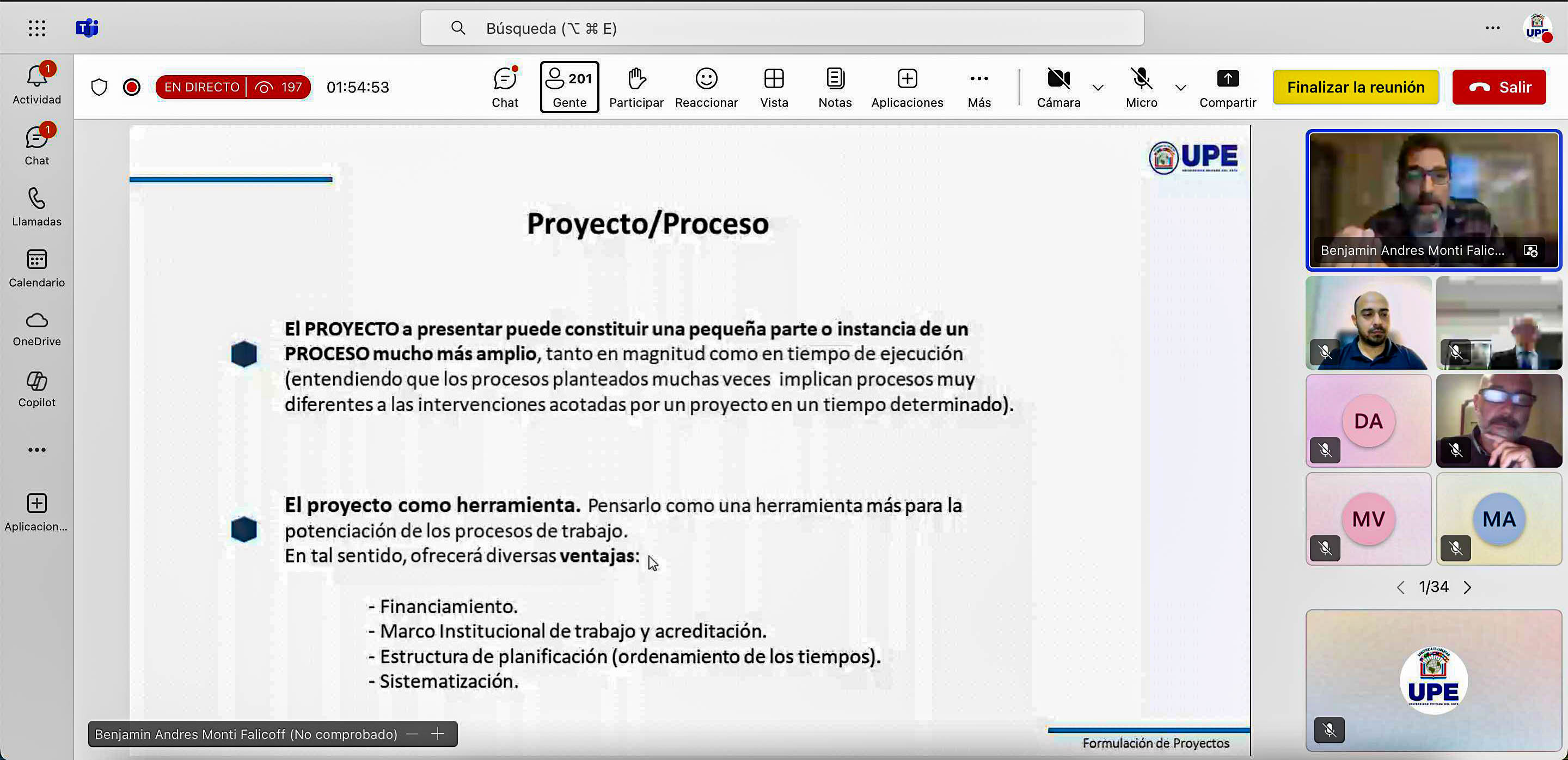 Diplomado en Extensión Universitaria: Primera clase del 3° Módulo