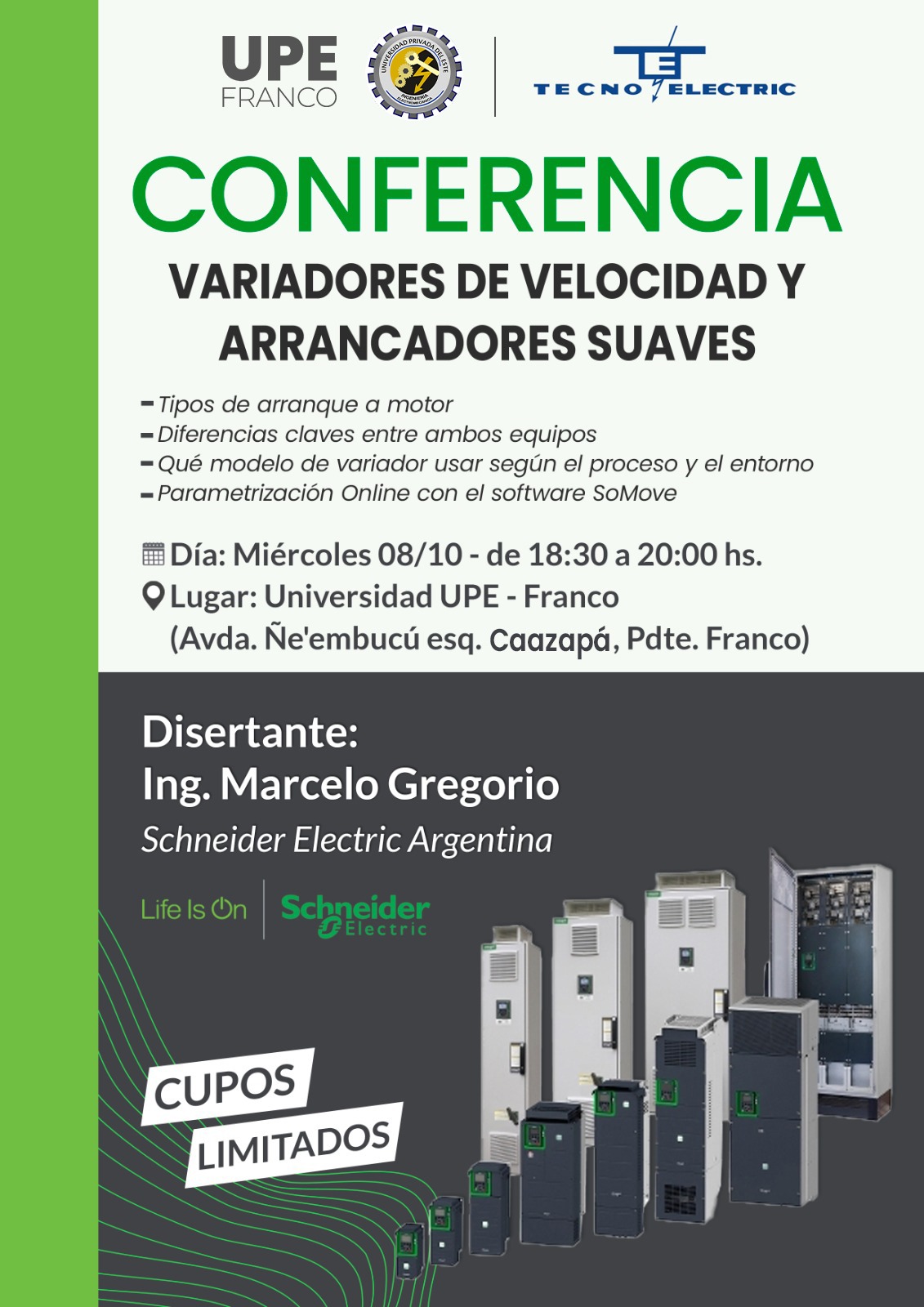 “Variadores de Velocidad y Arrancadores Suaves”: Conferencia en la UPE FRANCO