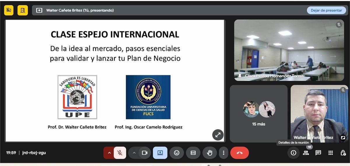 Clase Espejo Internacional: Facultad de Ciencias Administrativas y Contables (UPE) y la Fundación Universitaria de Ciencias de la Salud, Colombia