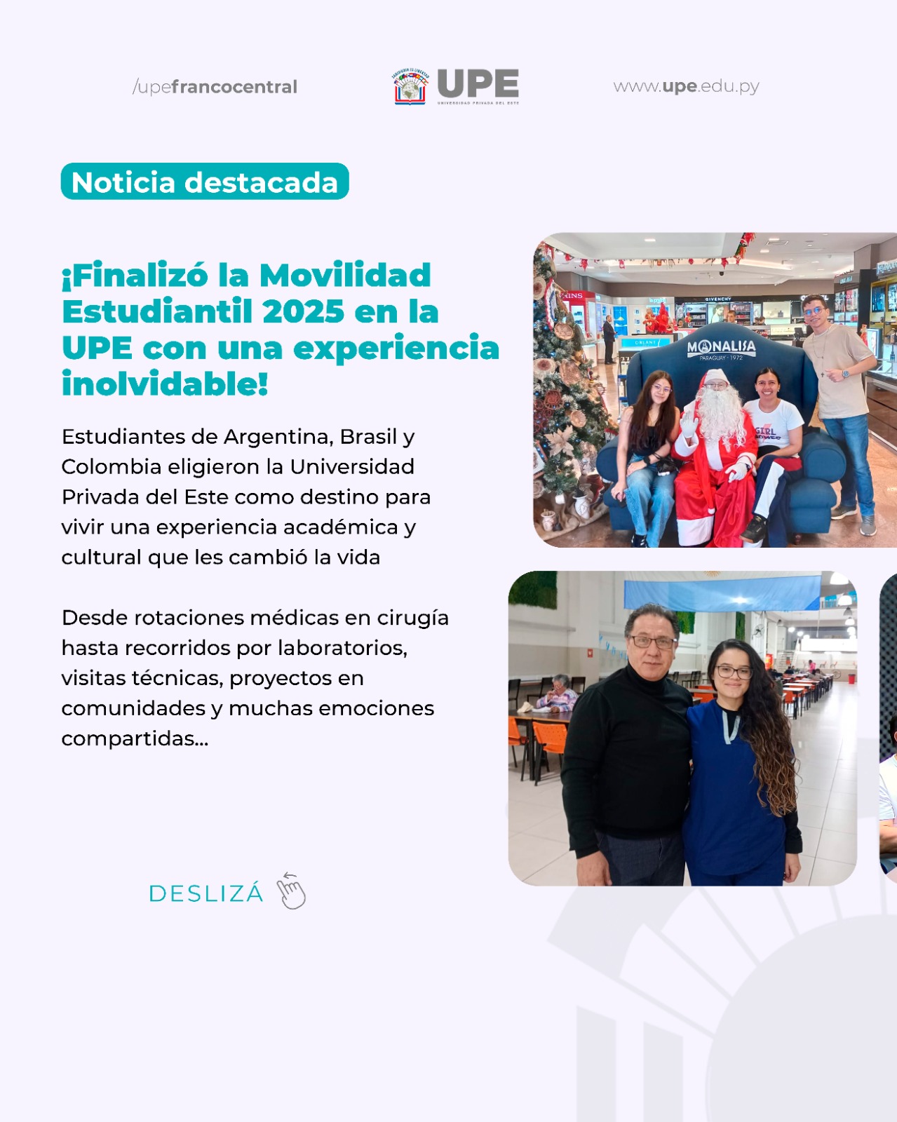 Finalizó la Movilidad Estudiantil 2025 en la UPE con una experiencia inolvidable