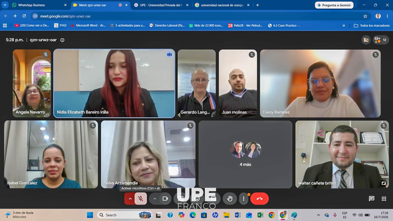 Reunión virtual pro-convenio FCEA-UNC y FCAC-UPE.