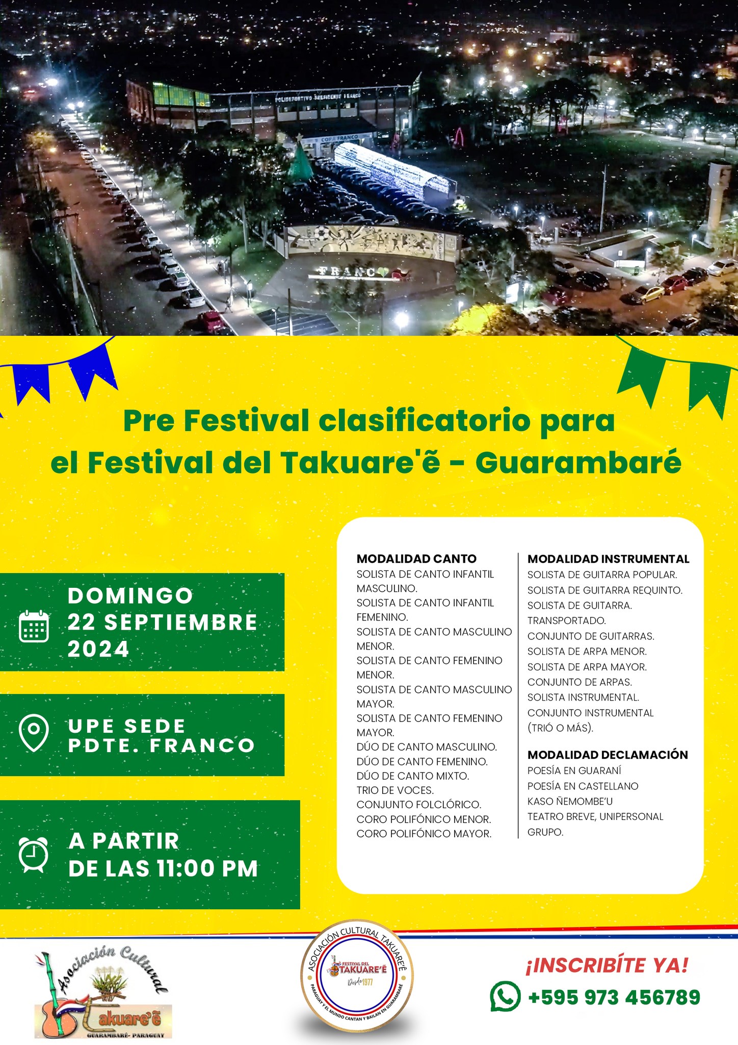 Purahei en Pdte. Franco: Pre-Festival del Takuare'ẽ