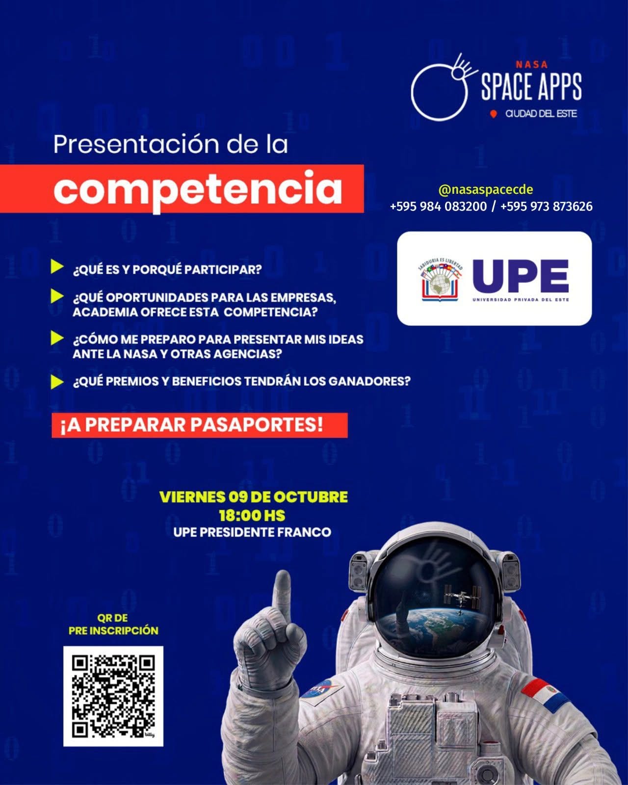 NASA SPACE APPS CIUDAD DEL ESTE PRESENTARÁ SU COMPETENCIA EN UPE FRANCO