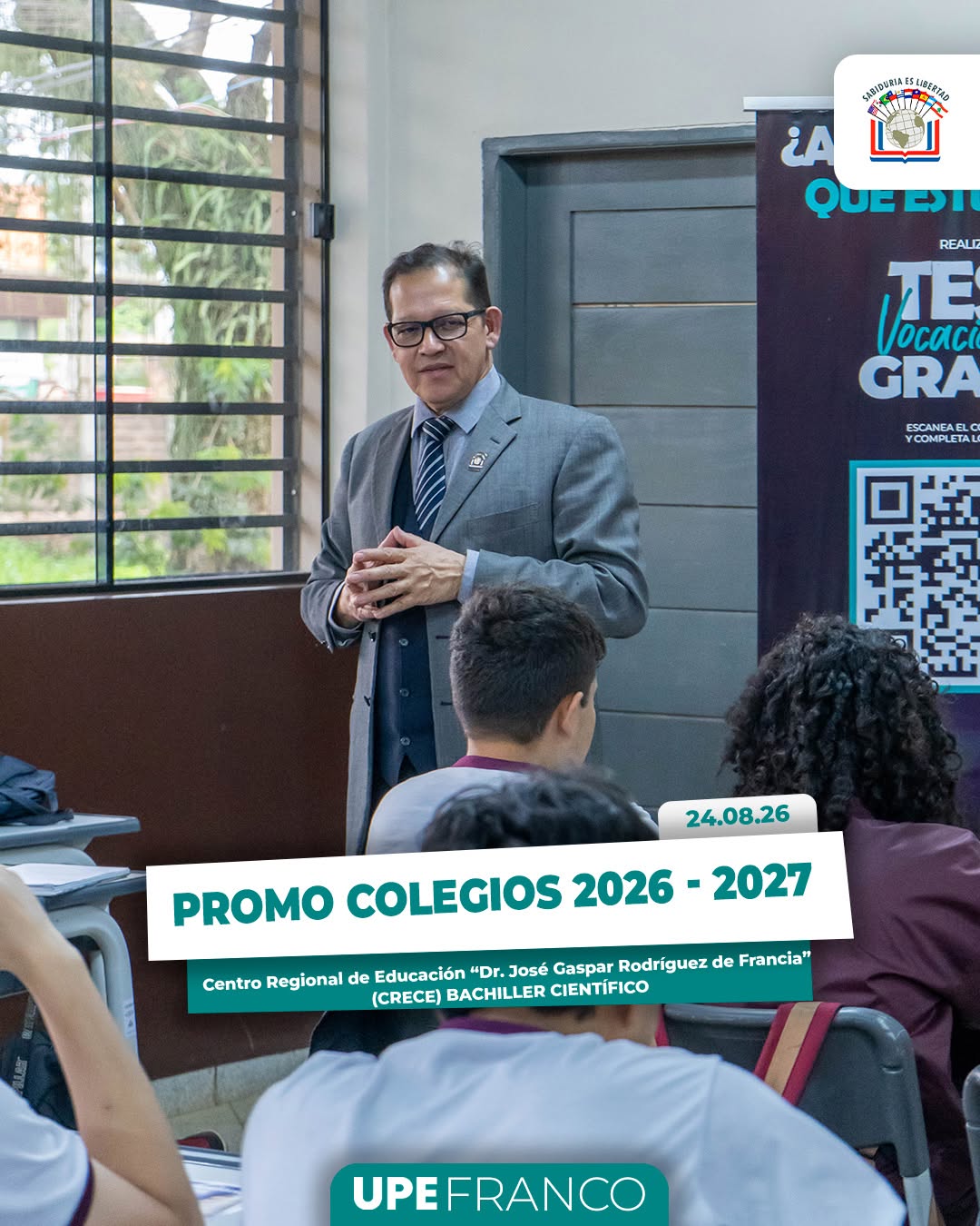UPE Franco visitó el Centro Regional de Educación “Dr. José Gaspar Rodríguez de Francia” en el marco de Promo Colegios 2026/2027