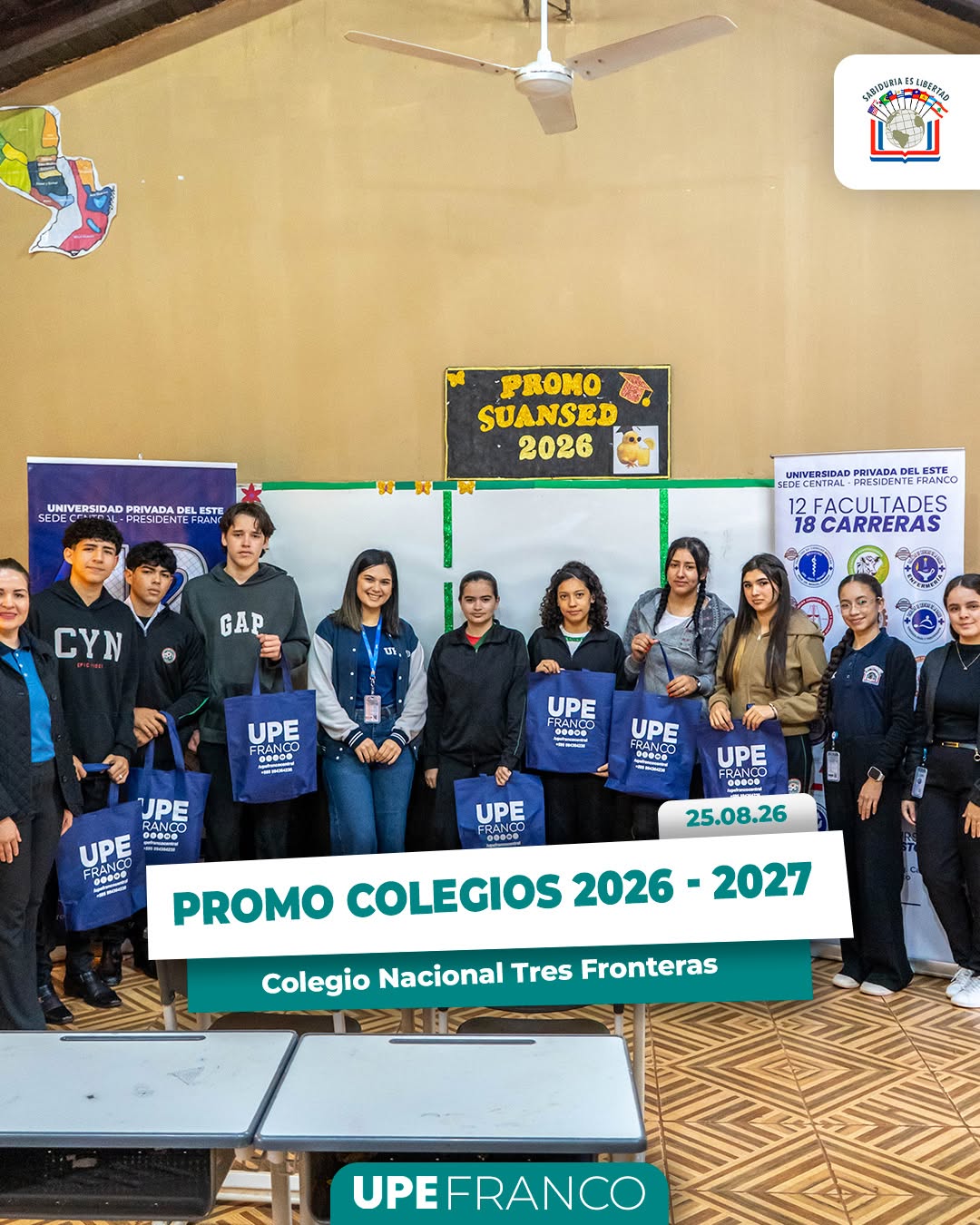 UPE Franco visitó el Colegio Nacional Tres Fronteras en el marco de Promo Colegios 2026/2027