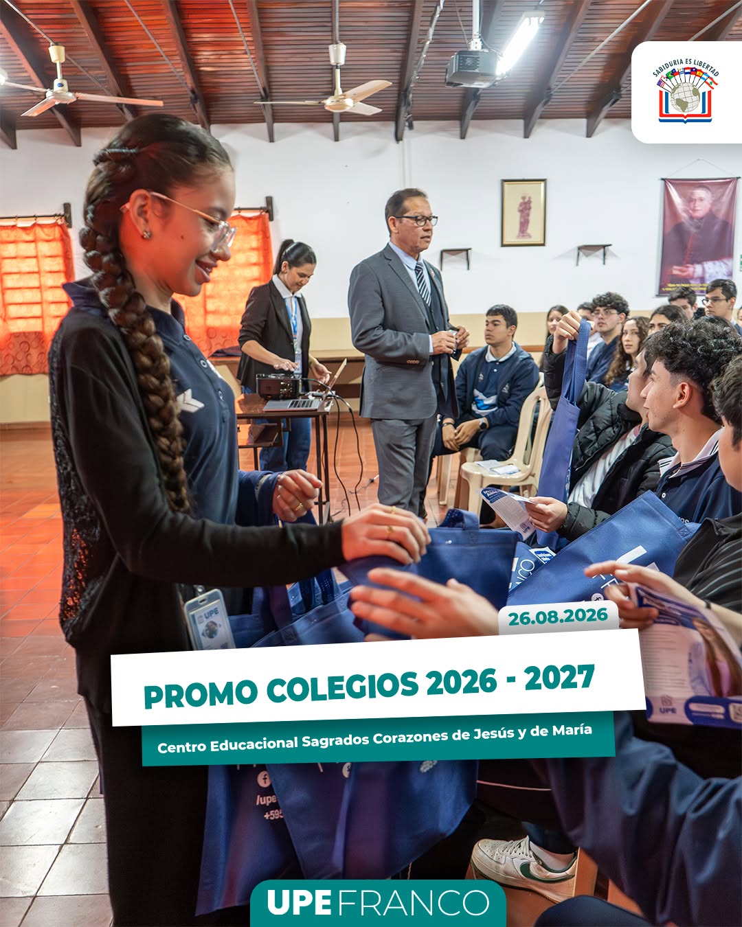UPE Franco visitó el Centro Educacional Sagrados Corazones de Jesús y de María en el marco de Promo Colegios 2026/2027