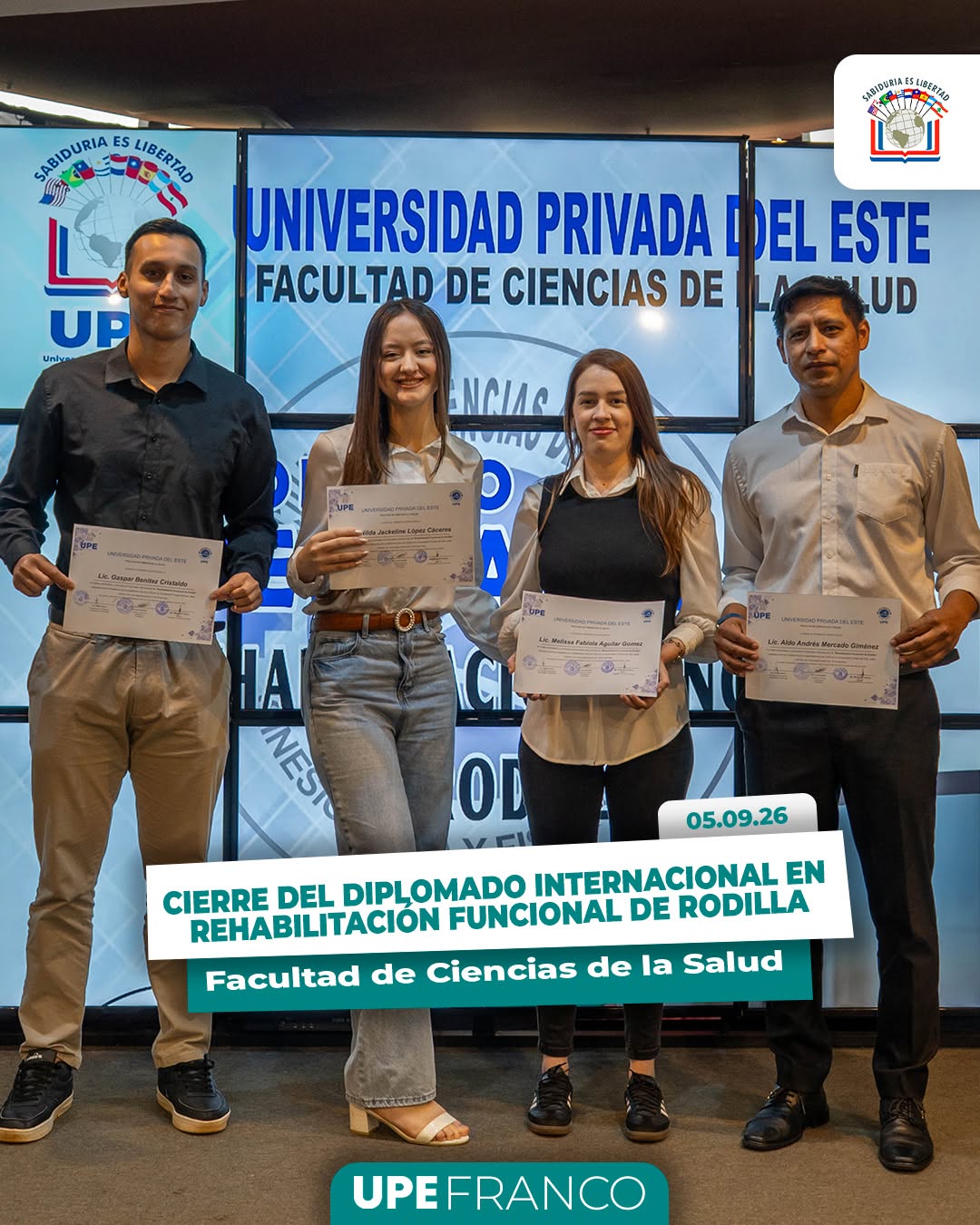 Cierre del Diplomado Internacional en Rehabilitación Funcional de Rodilla