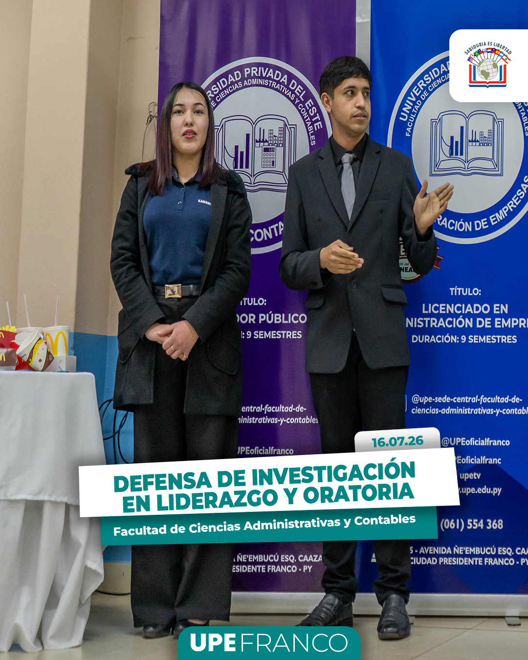 Administración y Ciencias Contables realizaron defensa de investigación en Liderazgo y Oratoria