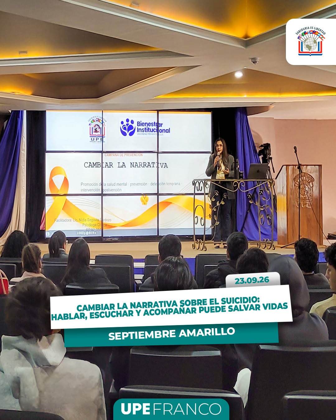 SEPTIEMBRE AMARILLO | UPE FRANCO PROMUEVE LA IMPORTANCIA DE HABLAR, ESCUCHAR Y ACOMPAÑAR